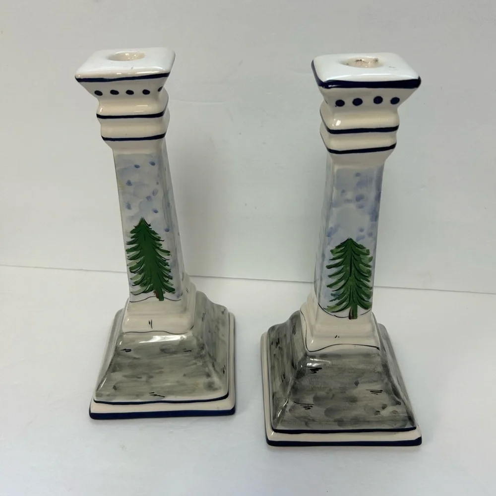 Vintage RCCL Portugal Tapered Hand Painted Candle Holders
